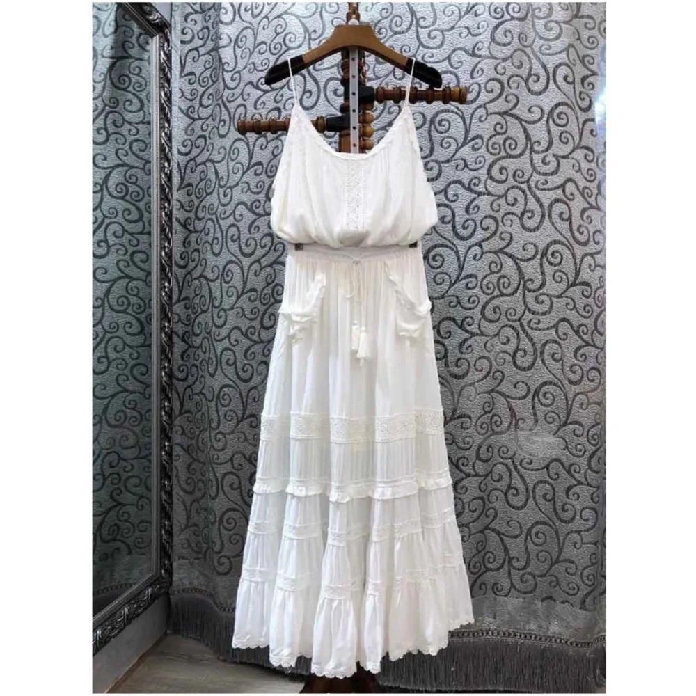 Gypsy Bohemian White Crochet Lace Maxi Skirt - Picture 7 of 11